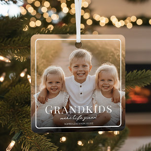 Grandkids Make Life Grand Grandparent 2 Photo  Metal Ornament