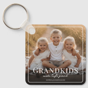 Grandkids Make Life Grand Grandparent Gift Photo Keychain