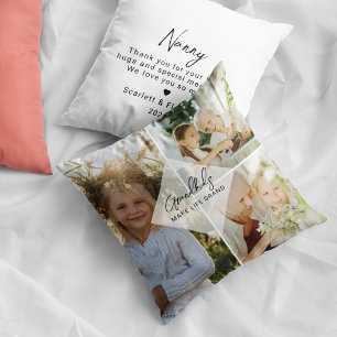 Grandkids Make Life Grand Nanny 3 Photo Throw Pillow