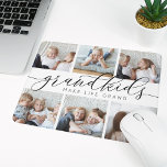 Grandkids Make Life Grand | Photo Collage Mouse Pad<br><div class="desc">Create a sweet gift for a beloved grandma or grandpa with this cool photo collage mousepad. "Grandkids make life grand" appears in the centre in black and grey calligraphy script lettering on a white background. Customize with six photos of their grandchildren for a unique Grandparents Day gift.</div>