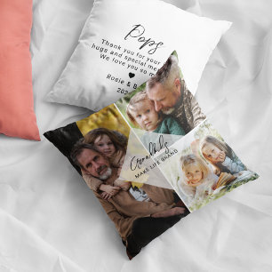 Grandkids Make Life Grand Pops 3 Photo Throw Pillow