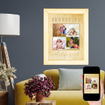 Grandkids make life Grand Rustic Photo Collage Poster<br><div class="desc">Poster print which you can personalize with your own photo collage. The template is set up ready for you to add 4 pictures of the grandchildren. The photos are displayed in square format and framed with the wording "grandkids make life grand". This vintage, antique style cream poster is neutral and...</div>