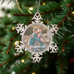 Grandkids Make Life Grand Snowflake Pewter Christmas Ornament