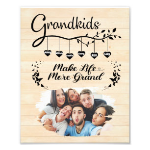 Grandkids Make Life More Grand Custom Family Photo Print
