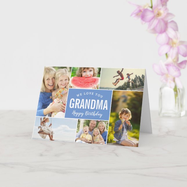 Grandkids Photo Collage Birthday Card (Orchid)