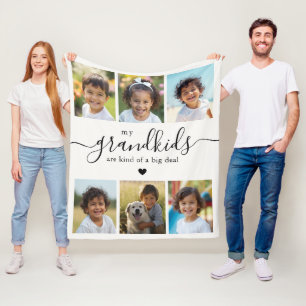 Grandkids Photo Collage Grandmother Fleece Blanket