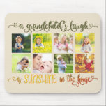 Grandkids Quote and Custom Photo Collage Mouse Pad<br><div class="desc">Upload 8 of your favourite photos and create a unique mouse pad for your grandparents. The design features the quote "a grandchild's laugh is sunshine in the house". It is lettered in ornate calligraphy with love hearts and an ombre colour palette of olive green through sunny yellow and burnt orange....</div>