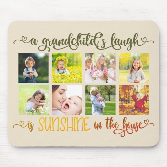 Grandkids Quote and Custom Photo Collage Mouse Pad (Front)