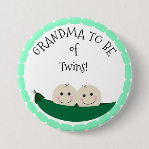 Grandm to be of Twins in Peapod Baby Shower button