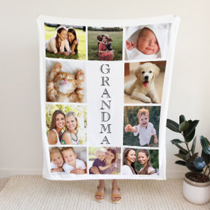 Grandma 10 Photo Collage Personalized Sherpa Blanket