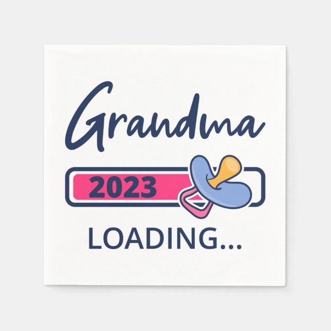 Grandma 2023 Loading I - Promoted To Grandmother Napkin (Front)