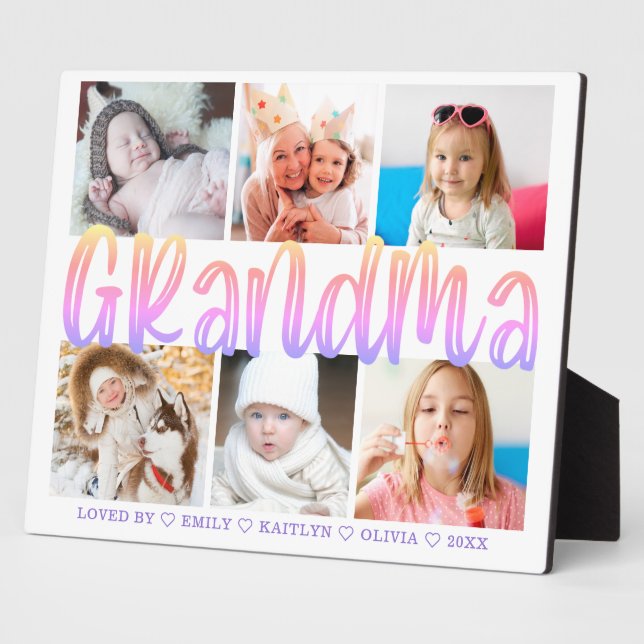 GRANDMA 6 Photo Collage  Modern Personalized 8x10 Plaque (Side)