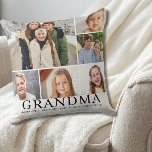 Grandma 6 Photo Gift Throw Pillow
