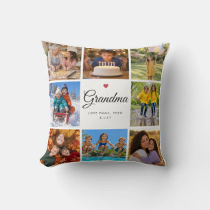 Grandma 8 Photo Collage Grandkids Names Pillow
