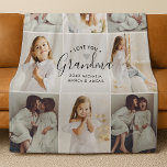 Grandma 8-Photo Custom Text Personalized Gift Fleece Blanket<br><div class="desc">Personalized photo collage gift blanket for Grandma is a heartfelt and cozy way to celebrate the love between grandchildren and their grandmother. This custom blanket design features nine photo slots, allowing you to showcase favourite family memories in a stylish grid layout. At the centre, elegant typography displays the words “Love...</div>