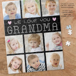 Grandma 9 Photo Collage Hearts Custom Colours Jigsaw Puzzle<br><div class="desc">Create a special activity gift and keepsake for the proud Grandma that showcases her grandchild's or grandchildren and family pictures with a custom, personalized jigsaw puzzle featuring an easy-to-upload photo collage template with 9 pictures and the title WE LOVE YOU GRANDMA spelled out with hearts in your choice of colours...</div>