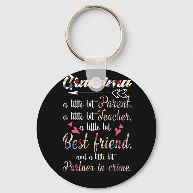 Grandma A Little Bit Parent A Little Bit Teacher Keychain (Front)