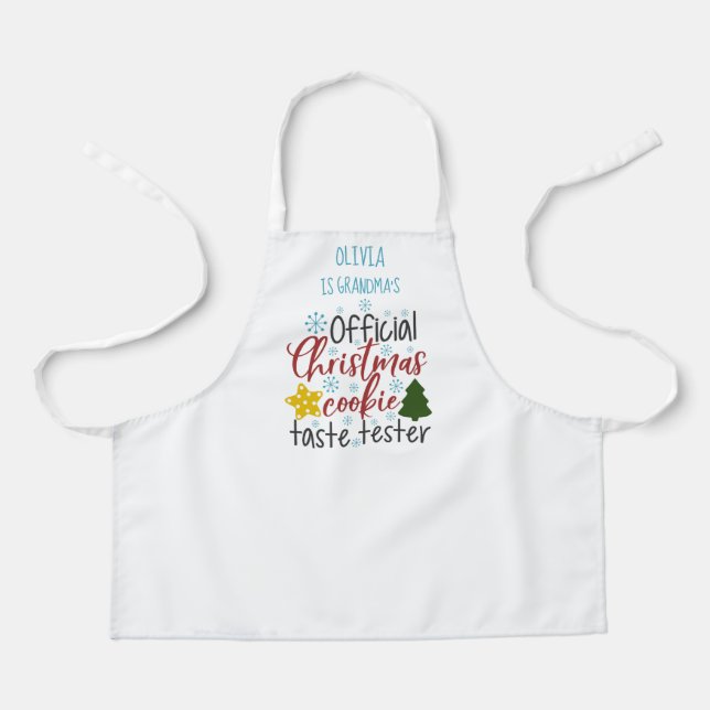 Grandma and Child Christmas Baking Kitchen Apron (Front)
