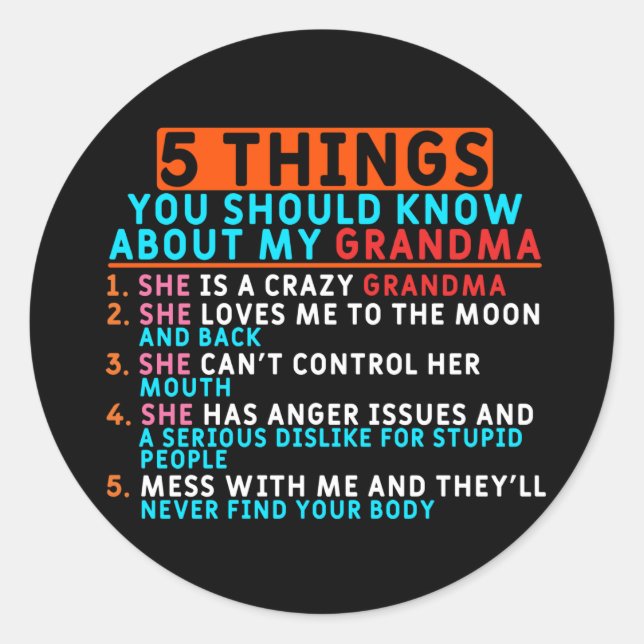 Grandma And Grandkids Classic Round Sticker (Front)