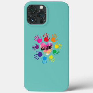 GRANDMA AND GRANDKIDS HEART COLORFUL HANDS  iPhone 13 PRO MAX CASE