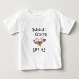 Grandma and Grandpa Love Me- Heart Grandchild Baby T-Shirt