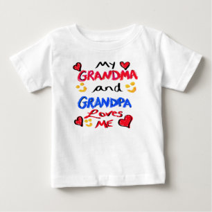 Grandma and Grandpa Loves Me Hearts Baby T-Shirt