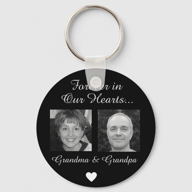 Grandma and Grandpa Memorial in Silver Keychain (Front)