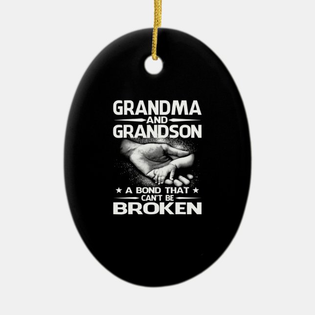 Grandma and Grandson A Bond That Can't Be Broken Ceramic Ornament (Front)