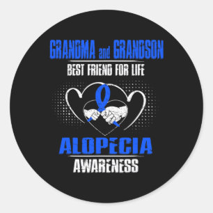 GRANDMA AND GRANDSON BEST FRIEND OF LIFE ALOPECIA CLASSIC ROUND STICKER