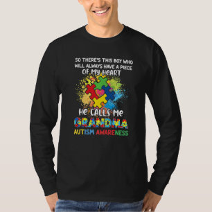 Grandma Autism Awareness  Austistic Boy Piece My H T-Shirt