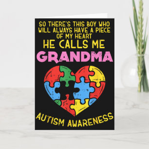 Grandma Autism Awareness Shirt Austistic Boy Piece Card