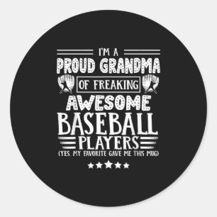 Grandma Awesome Baseball Players Classic Round Sticker