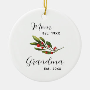 Grandma Baby's Photo Christmas Keepsake Ceramic Ornament