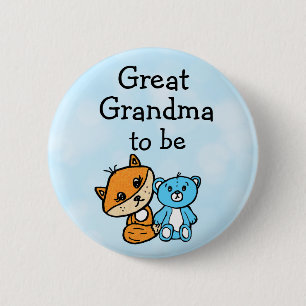 Grandma be Little Fox and Teddy Bear Baby Shower 2 Inch Round Button
