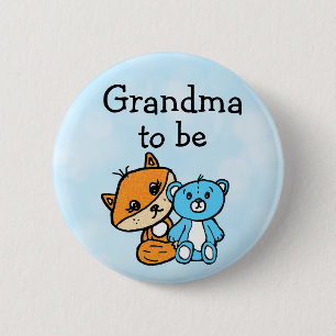 Grandma be Little Fox and Teddy Bear Baby Shower 2 Inch Round Button