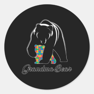 Grandma Bear Autism Shirts Family Grandma Autism A Classic Round Sticker