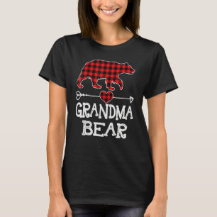 Grandma Bear Christmas Pajama Red Plaid Buffalo Fa T-Shirt