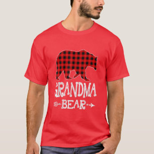 Grandma Bear Christmas Pajama Red Plaid Buffalo Fa T-Shirt