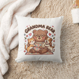 Grandma Bear Cute Hug Throw Pillow