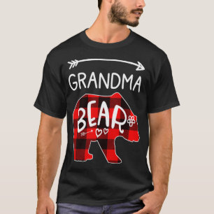 Grandma Bear Red Black Plaid Grandma Christmas Bea T-Shirt