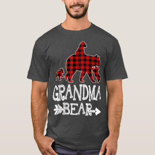 Grandma Bear Three Cubs Red Plaid Mama Christmas P T-Shirt