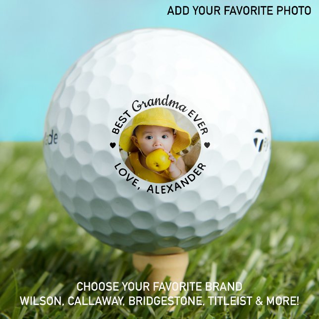 Grandma Best Ever Modern Personalized Photo Golf Balls (Creator Uploaded)