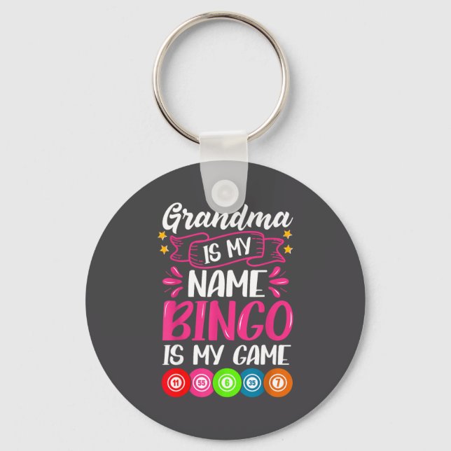 Grandma Bingo Player Funny Bingo Quote Design  Keychain (Front)