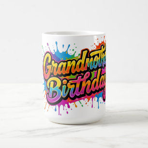 Grandma Birthday Colourful Paint Splash Design Coffee Mug