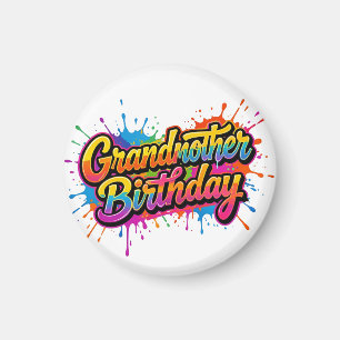 Grandma Birthday Colourful Paint Splash Design Magnet
