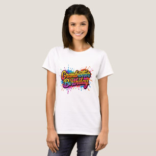 Grandma Birthday Colourful Paint Splash Design T-Shirt