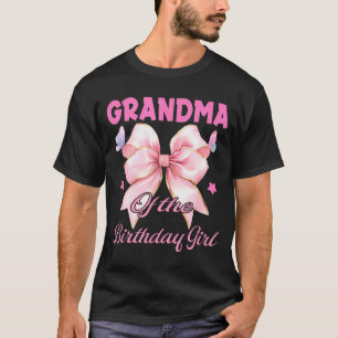 Grandma birthday girl matching coquette pink bow T-Shirt