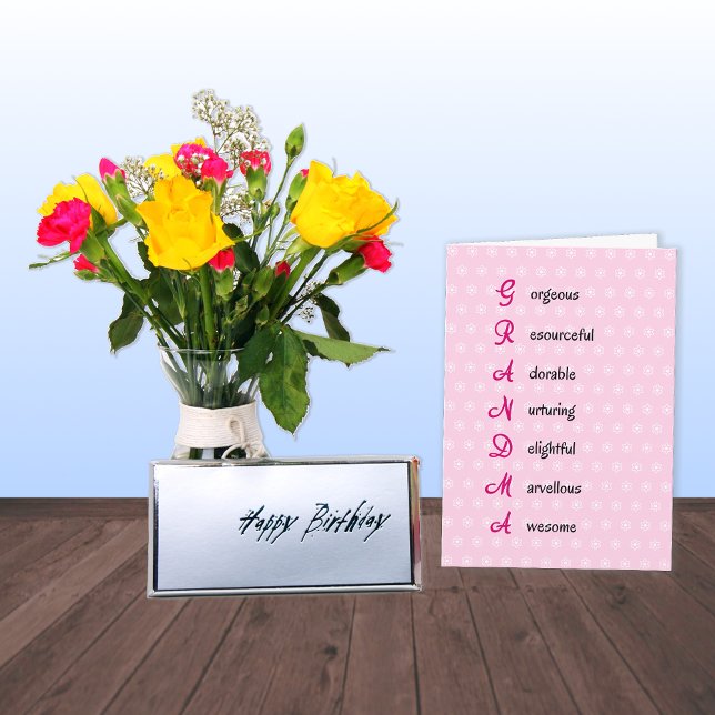 Grandma birthday text (UK) pink Card (Creator Uploaded)