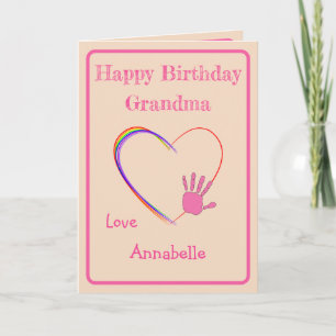 Grandma Birthday with Heart & Handprint Card