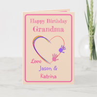 Grandma Birthday with Heart & Handprints  Card